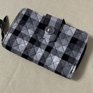 Vera Bradley RFID Turnlock Wallet in Cotton Kingbird Plaid
